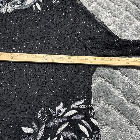 LAWRENCE KAZAR Vintage 100% Silk Beaded Sequined Evening Wear Top Women’s 1X - Picture 10 of 11